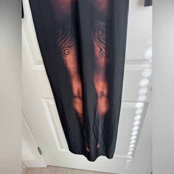 Jean Paul Gautier The Long Ebony Body Tattoo Dress Dark Nude Size S - Picture 9 of 16
